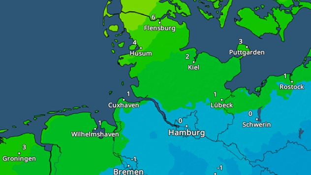 TemperaturRadar: Nordsee wärmt Küste und Festland