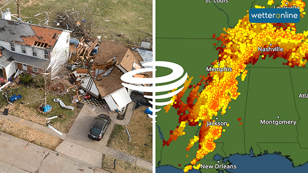 © links: dpa links: Bild von zerstörtem Haus, rechts: Archiv BlitzRadar