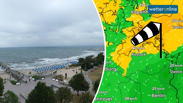 Brandung an der Ostsee - WindRadar zeigt lebehaften Nordostwind