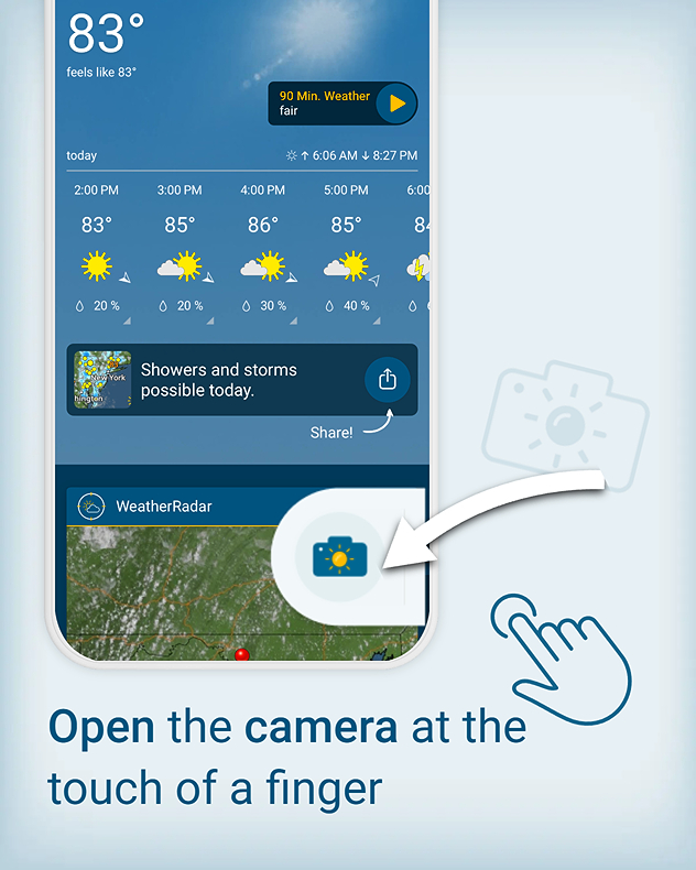Open the camera with a tap of a finger to start your recording.