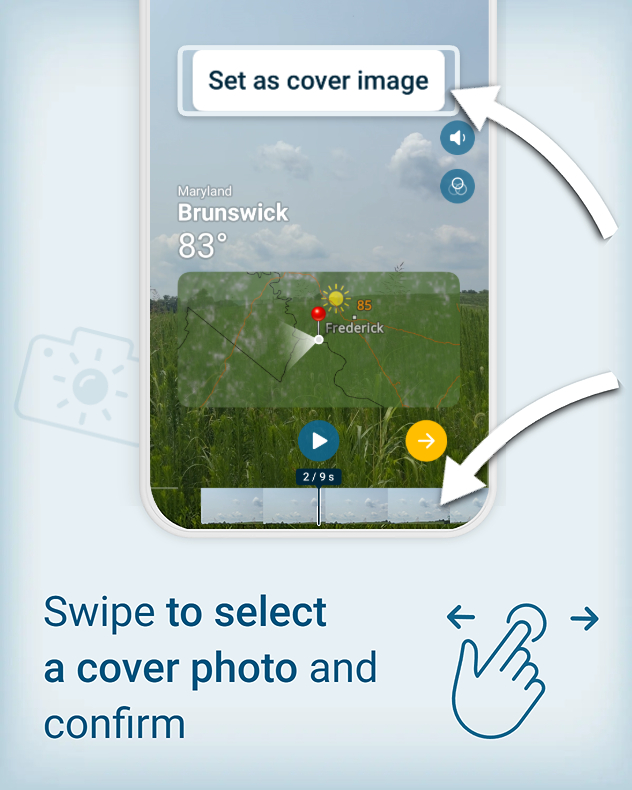 Customize &amp; select a cover image by swiping and confirm.
