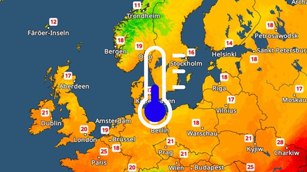Radar de température Europe avec symbole thermomètre