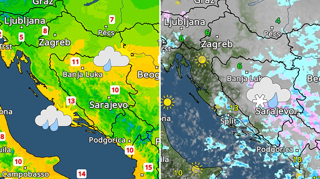 Oblaci ostaju, ali rjeđe oborine