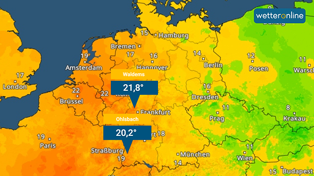 TemperaturRadar zeigt Tiefstwerte teils über 20 Grad