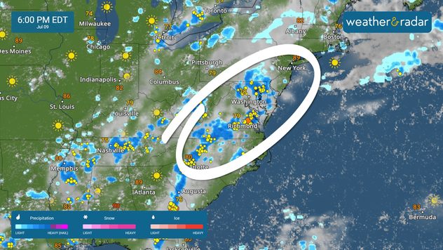 The WeatherRadar shows heavy rain over the Carolinas and Mid-Atlantic today. Flash flooding is a concern.