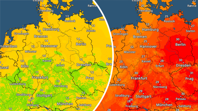 TemperaturRadar zeigt Tagesgang: Kühle Nächte, warme Tage