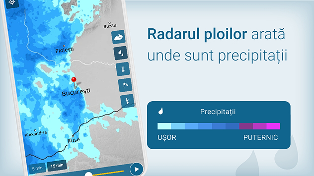 Radarul ploilor în aplicația Meteo & Radar