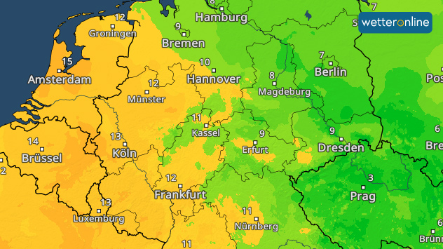 Das TemperaturRadar am Montagmorgen. 