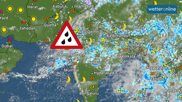 Indiában az elkövetkező napokban nagyon sok eső fog esni.