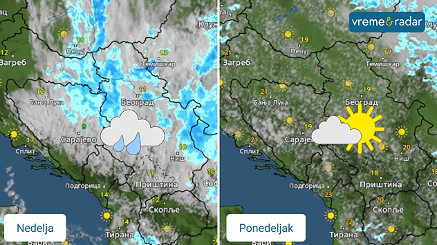 Oblaci i kiša, pa sunčanije