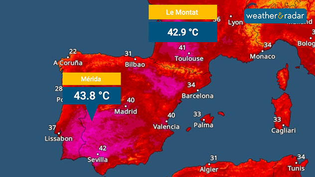 Temperature Radar South-West Europe