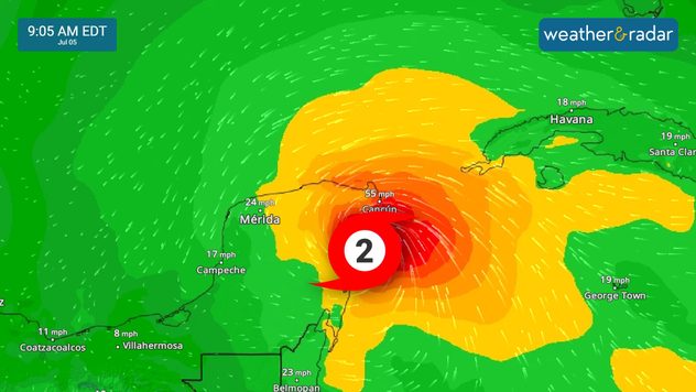 Beryl´s winds in Mexico.