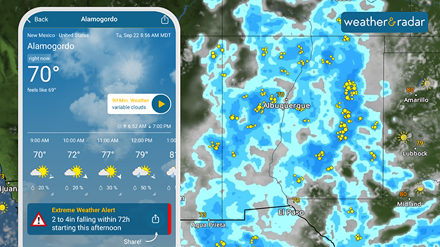 Extreme weather alerts active in southern New Mexico ahead of flooding rains.