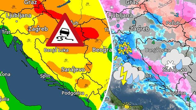 Vrlo hladna noć, onda mješovite oborine