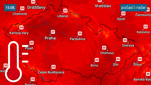 Předpověď maximálních teplot v Česku: Pátek 15. srpna
