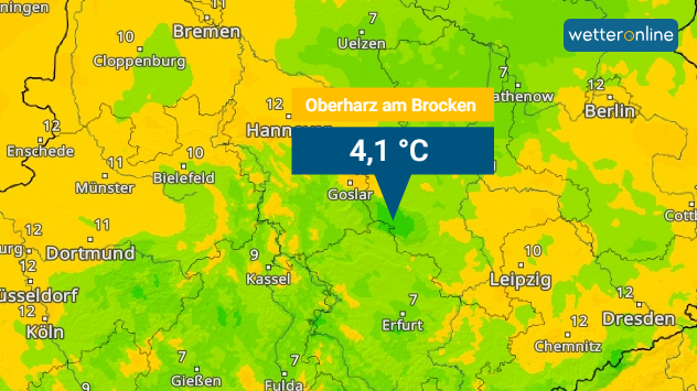 TemperaturRadar von Montagmorgen
