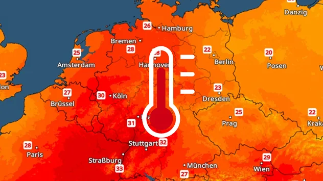Wetterkarte mit den Höchstwerten am Montag.