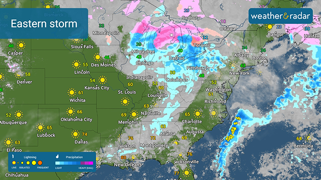 Eastern storm brings rain &amp; snow to the East.