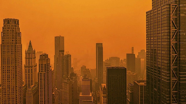 New York City ist komplett in eine gesundheitsschädliche Rauchwolke eingehüllt. 