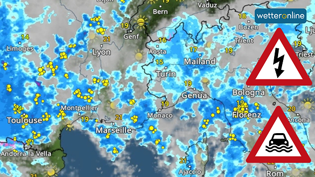 WetterRadar Donnerstagnachmittag: Gewitter und Regengüsse drohen