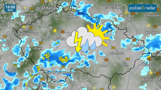 Meteoradar: V sobotu bude nad Českem převládat velká oblačnost, kterou bude na většině území doprovázet občasný déšť, přeháňky i bouřky.