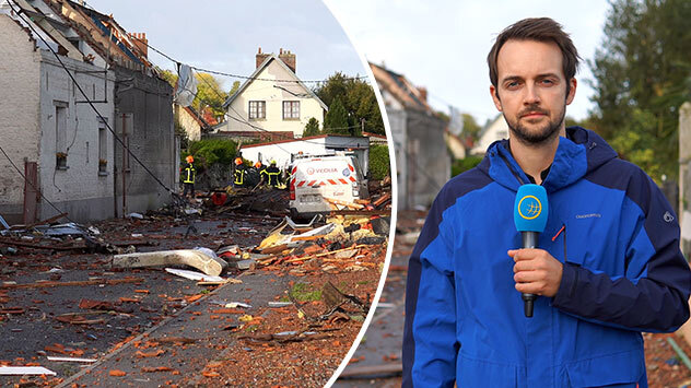 Schwere Schäden nach einem Tornado im kleinen Ort Bihucourt im Norden Frankreichs
