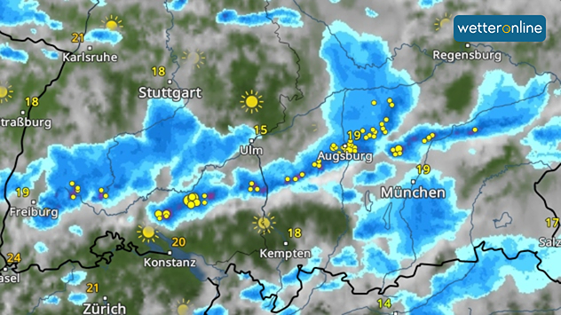 WetterRadar Gewitter im Süden