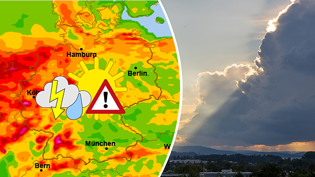 Schon am Freitag ist die dann heranwehende schwülheiße Luft voller Gewitterenergie