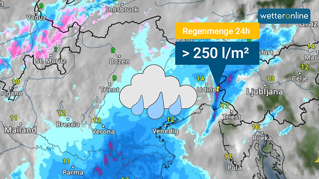 WetterRadar für Norditalien vom Montag WetterRadar für Norditalien vom Montag