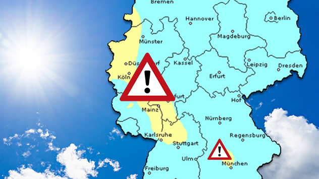 Ozonbelastung am Mittwochnachmittag