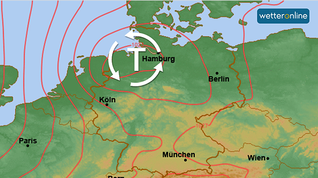 Tief NELLY in der Bodenwetterkarte