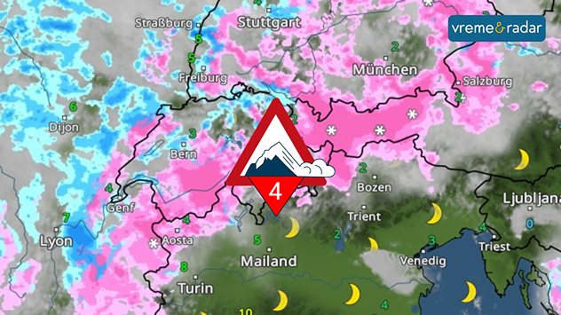 Snežne padavine na Alpima