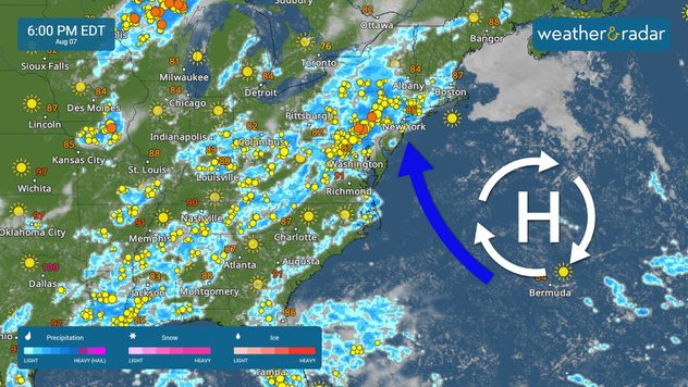 High pressure of the East Coast is steering deep moisture into the Northeast.