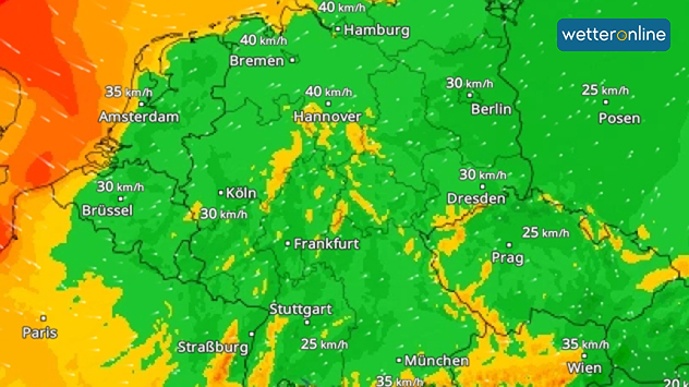 WindRadar für Sonntagabend