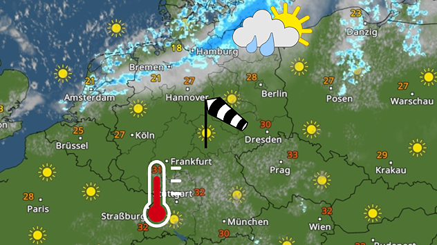 Von Regen über Wind bis Hitze ist am Montag alles dabei