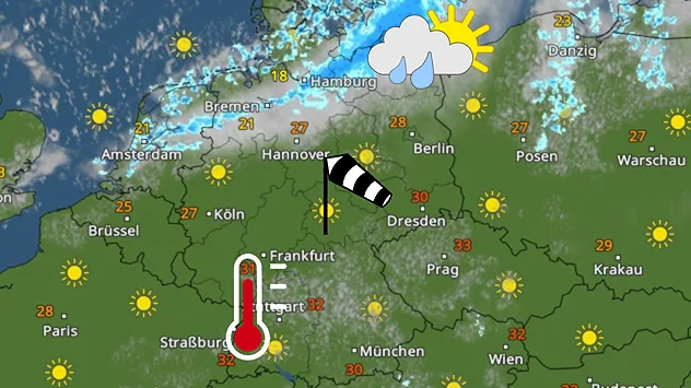 Von Regen über Wind bis Hitze ist am Montag alles dabei