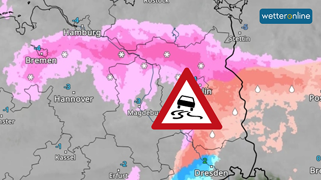 WetterRadar mit Eisregen und Schnee am Donnerstagmorgen.