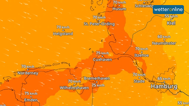 WindRadar zeigt Sturmböen an der Küste