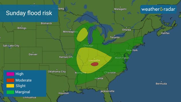 Sunday flood risk. Up to 5 inches in isolated areas are possible. Watch out for river, creek overflow. 