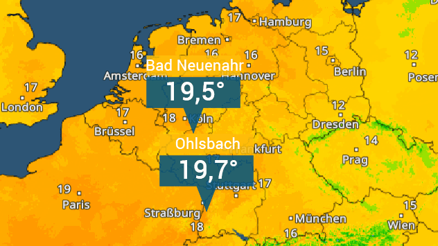 Temperatur-Spitzenreiter am Donnerstag