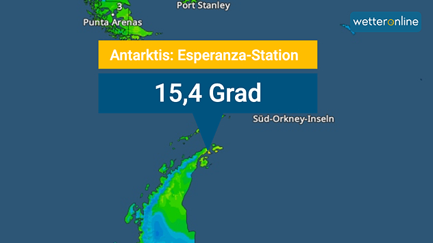 15,4 Grad wurden an einer Wetterstation in der Antarktis gemessen