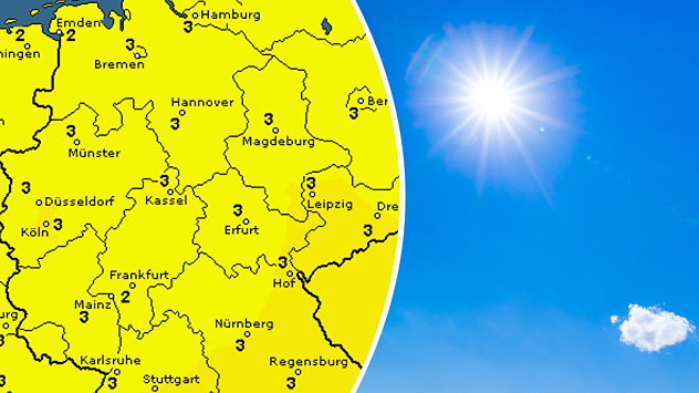 UV-Index verbreitet bei 3 - Strahlend Blauer Himmel