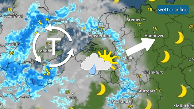 Am Sonntag bringt ein Tief Regengüsse zunächst in die westlichen Landesteile.