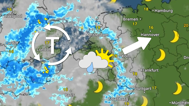 Am Sonntag bringt ein Tief Regengüsse zunächst in die westlichen Landesteile.