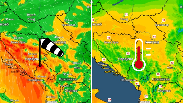 Vetrovito, prolazno otopljenje