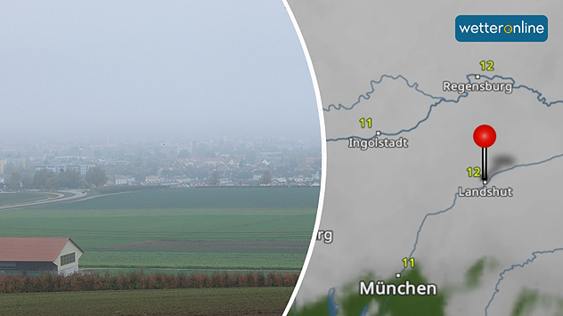 Nebel hat sich über in Landshut gelegt. Im WetterRadar ist der Standort der Webcam und die trübe "Hochnebelsuppe" zu sehen.