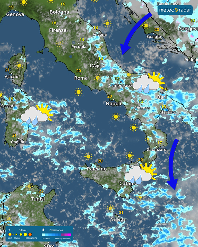 Instabilità diffusa al sud nella giornata di sabato