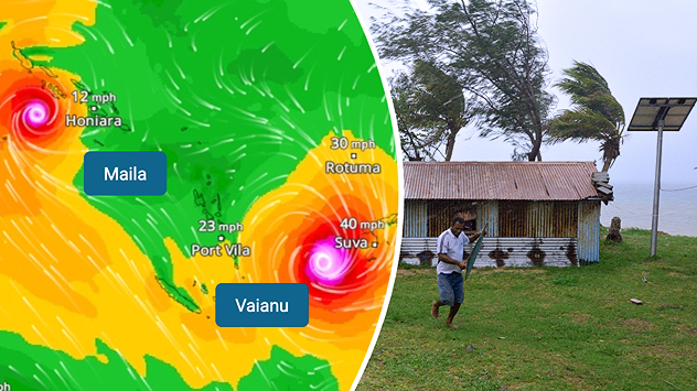 Two cyclones are currently threatening the South Sea islands off the coast of Australia.