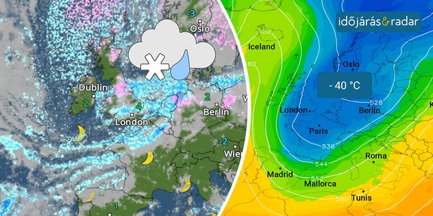 Európa időjárás-radar, sok záporral északon és nyugaton