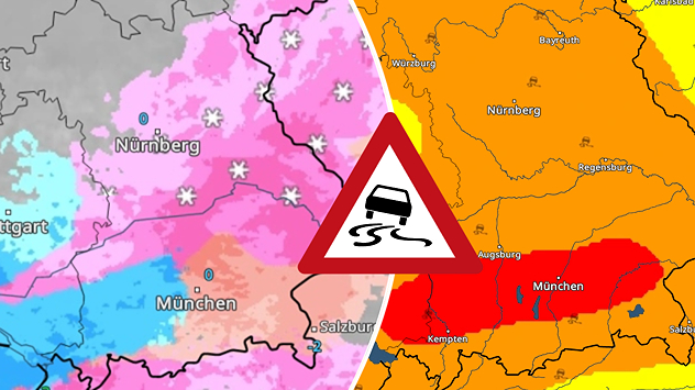WetterRadar und Warnkarte für Bayern Montag früh